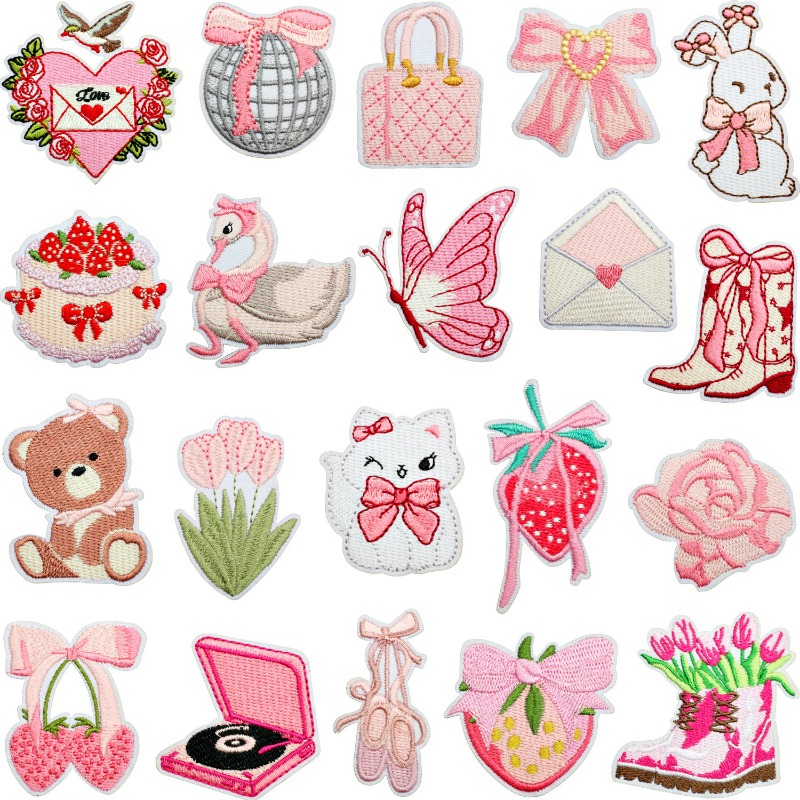 Embroidery Letter M - Sweet Pink Love Letter Couple Cake