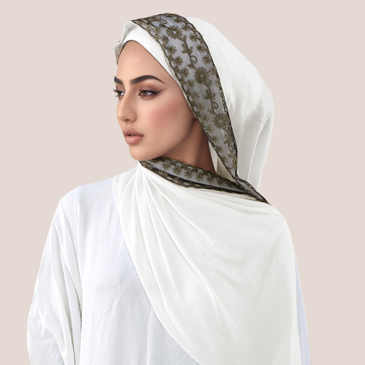 Lace Embroidery Cotton Jersey  - Embroidery Hijab 评论和价格