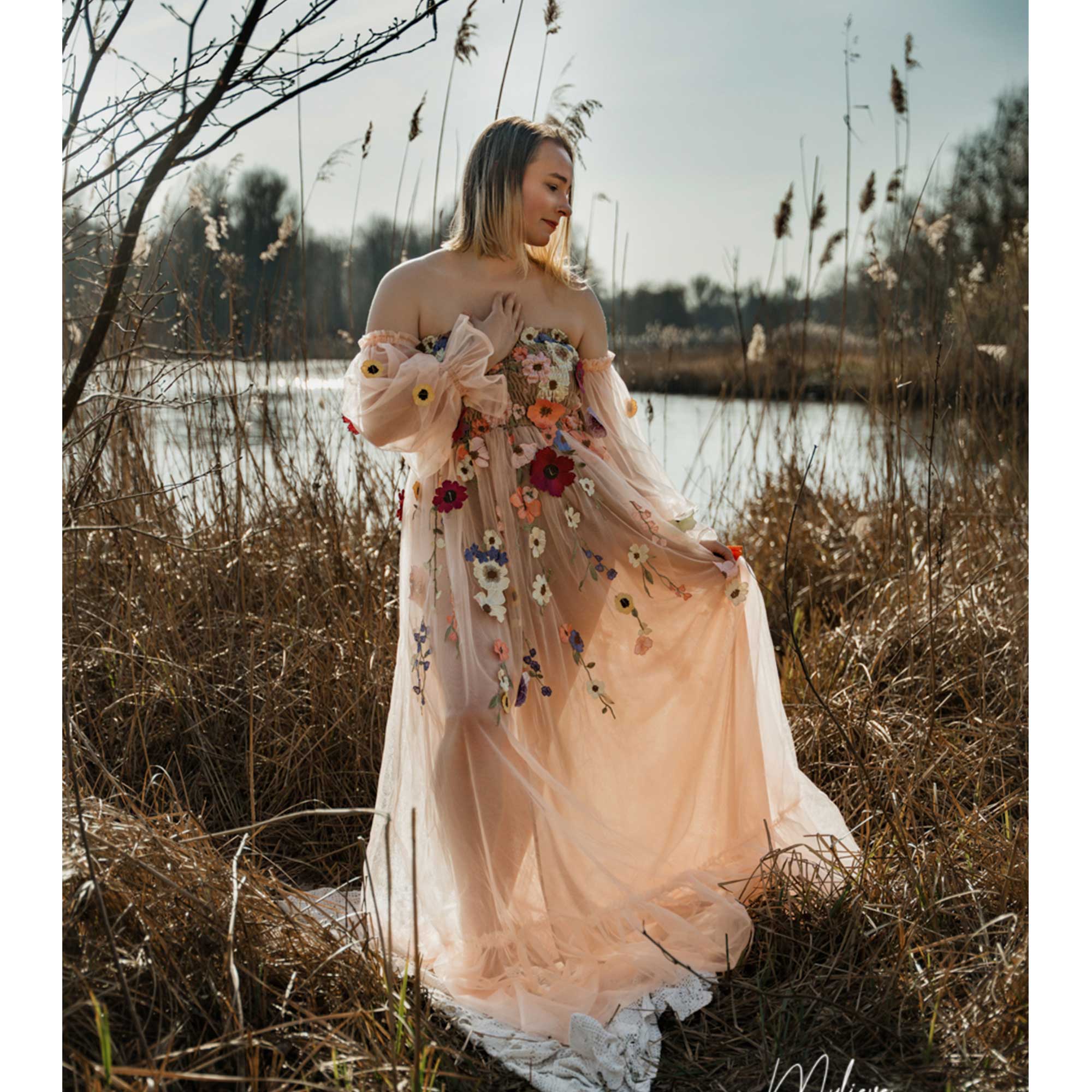 Don&Judy Colorful Organza Off- - Embroidery Daisy 评论和价格