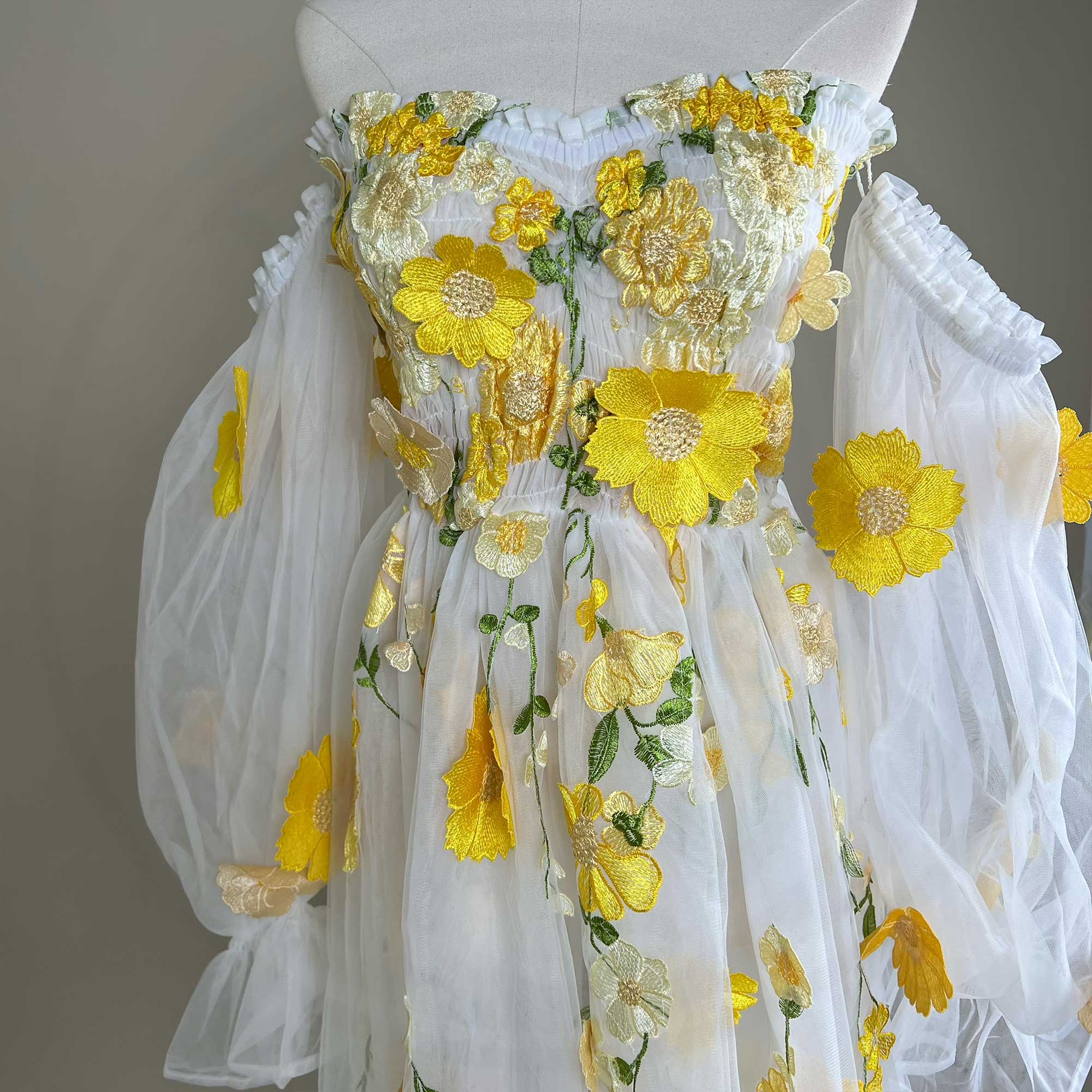 Don&Judy Colorful Organza Off- - Embroidery Daisy 评论和价格