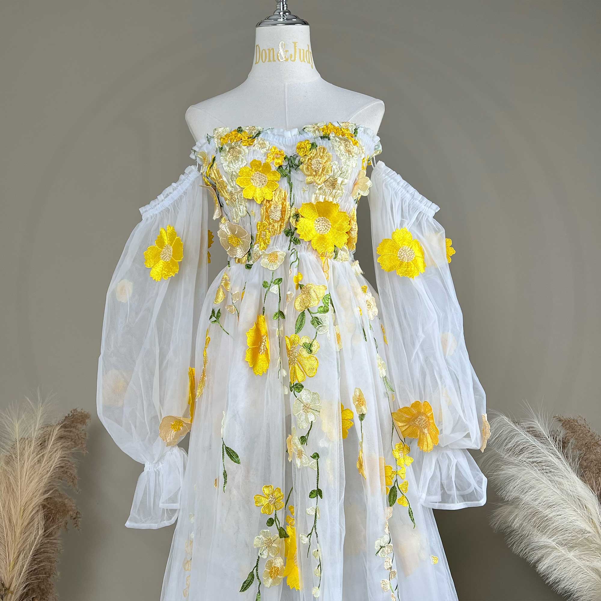 Don&Judy Colorful Organza Off- - Embroidery Daisy 评论和价格