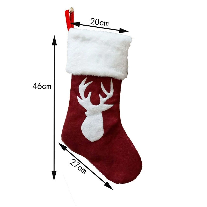 Red Santa Stocking Elk Snowfla - Embroidery Xmas Stocking 评论和价格