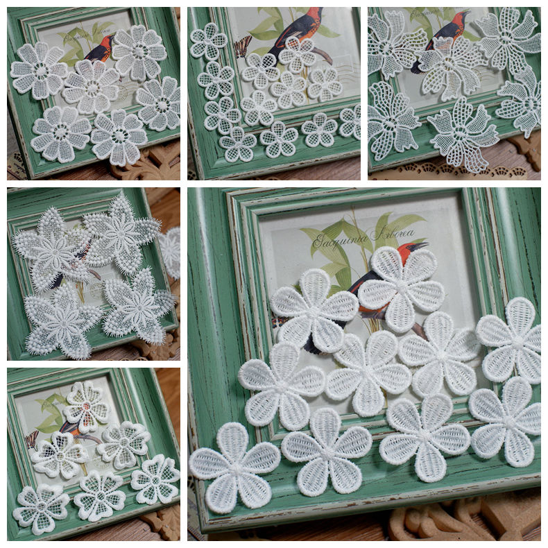 White flower lace cloth patch  - Embroidery Letter M 评论和价格