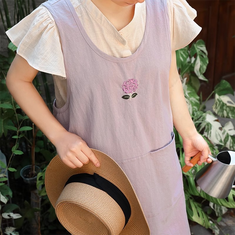 Summer Pure Cotton Embroidery  - Embroidery Apron 评论和价格