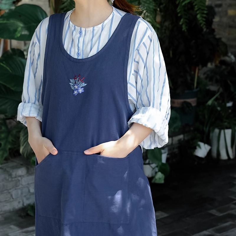 Summer Pure Cotton Embroidery  - Embroidery Apron 评论和价格