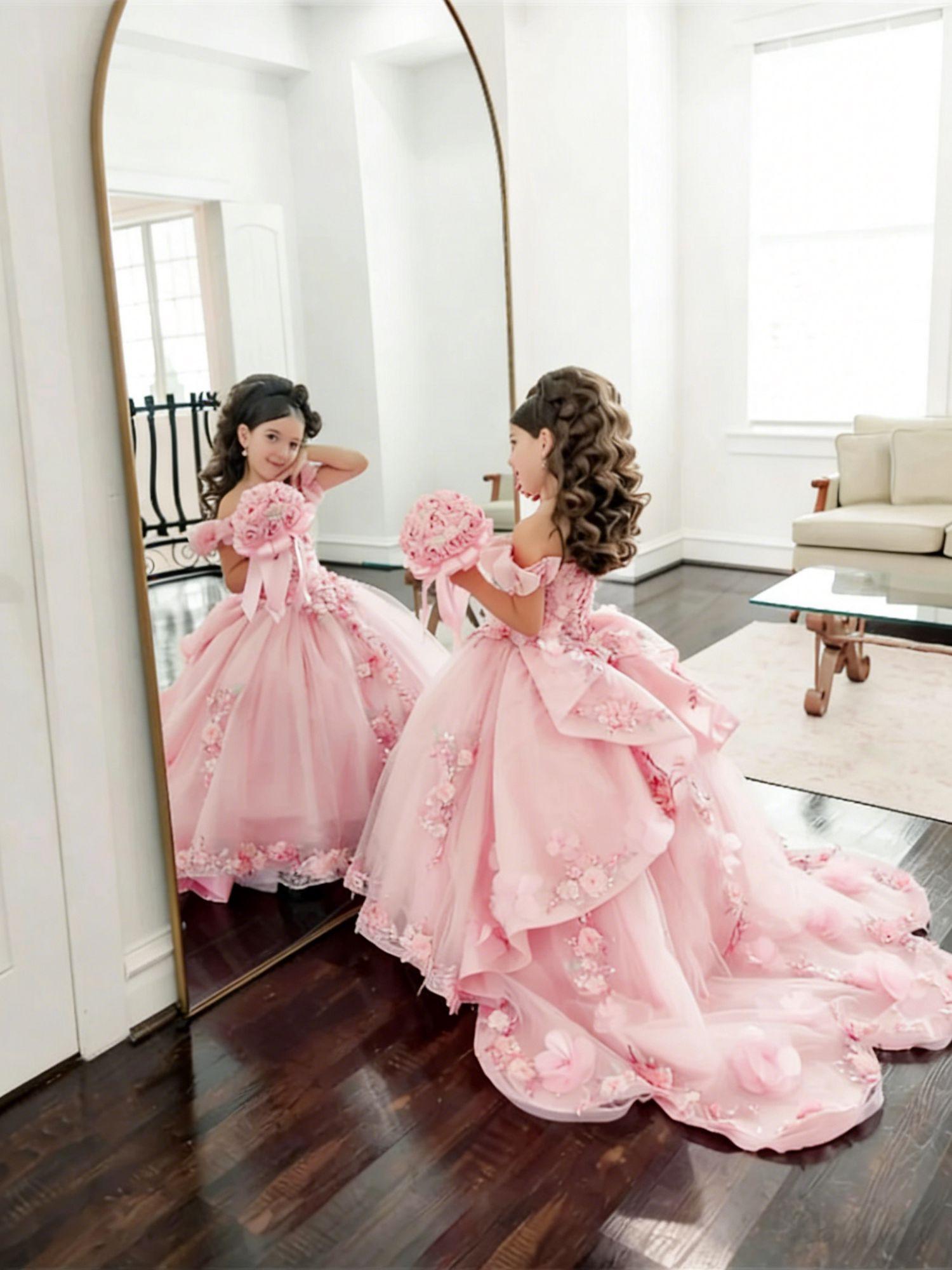 Girl Gown Flower Girl Dress fo - Embroidery Glass Beads 评论和价格