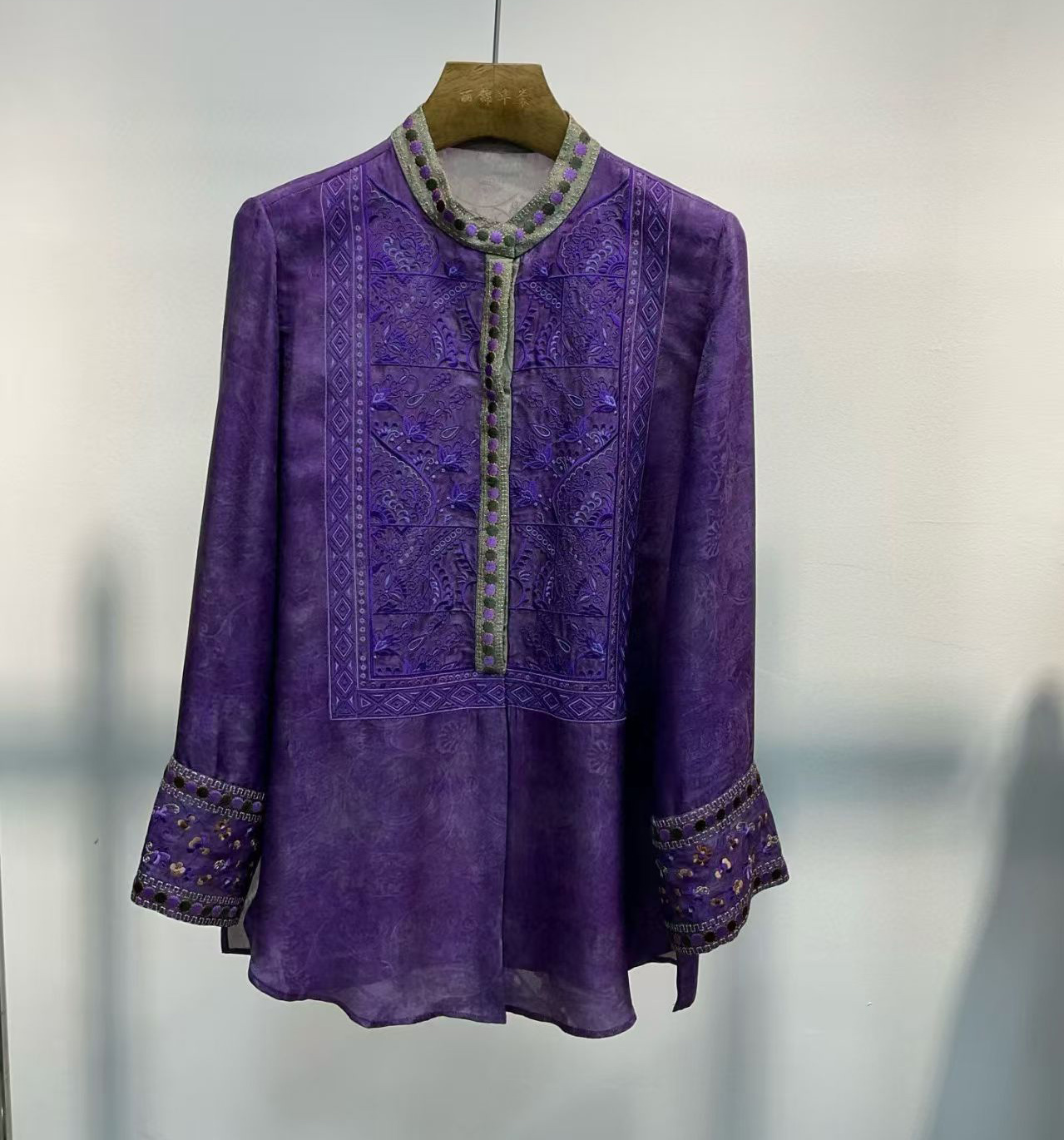 Summer Silk+Rayon Fabric New C - Embroidery Men Shirt 评论和价格