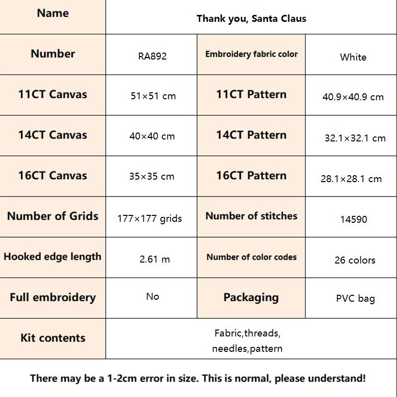 Cross Stitch Kit Thank You San - Embroidery Xmas Ornaments 评论和价格