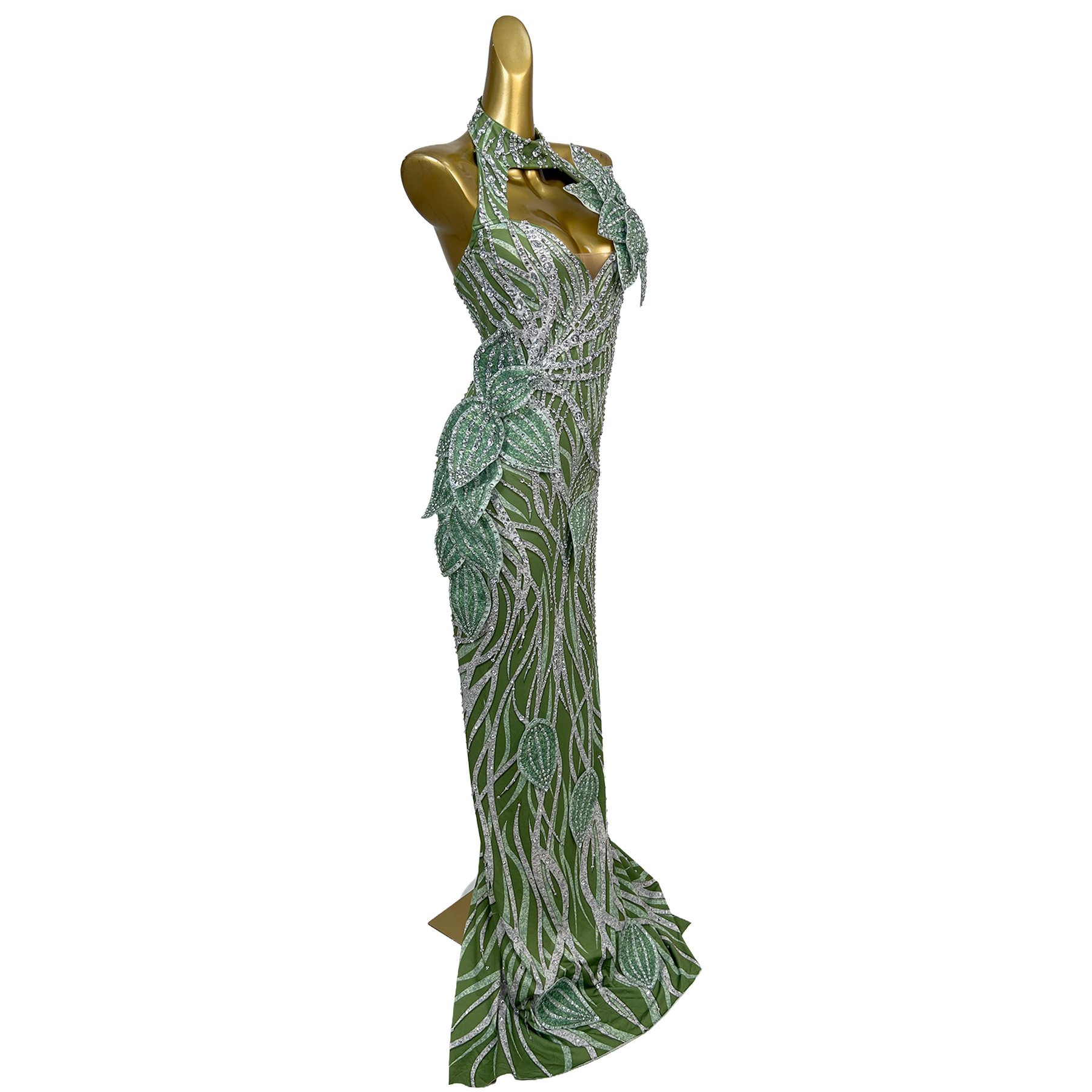 Pianye Green Halter Evening Go - Embroidery Organza 评论和价格