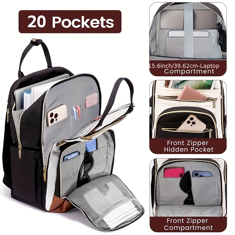 Women Two Tone Laptop Backpack - Embroidery Bag 评论和价格