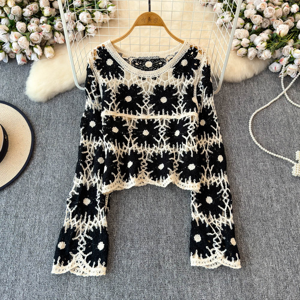 Floral Crochet Top for Women L - Embroidery Daisy 评论和价格