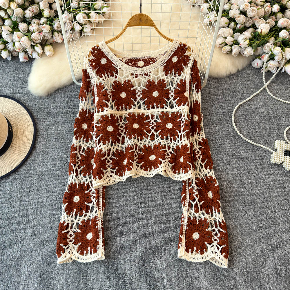 Floral Crochet Top for Women L - Embroidery Daisy 评论和价格