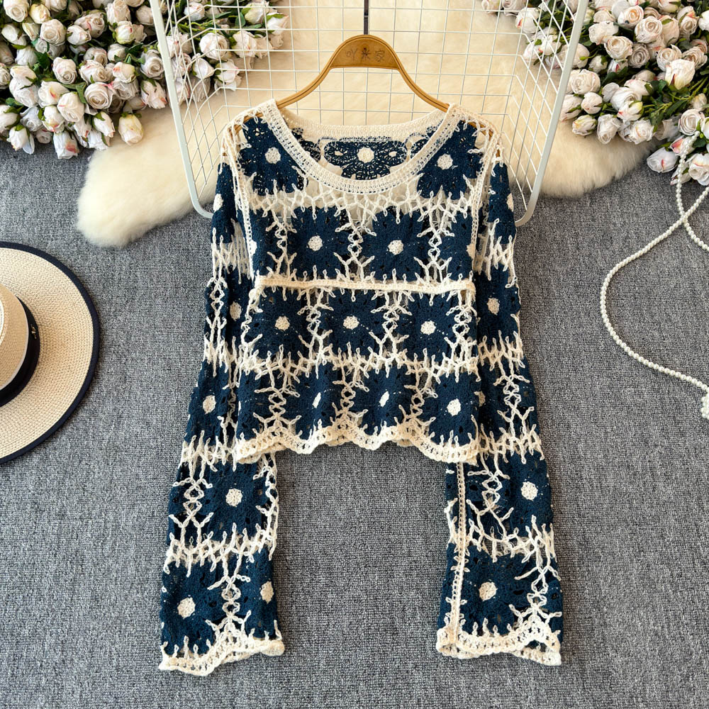 Floral Crochet Top for Women L - Embroidery Daisy 评论和价格
