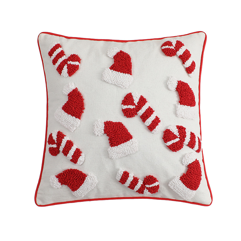 Red Christmas Pillow Cover Dec - Embroidery Xmas Ornaments 评论和价格