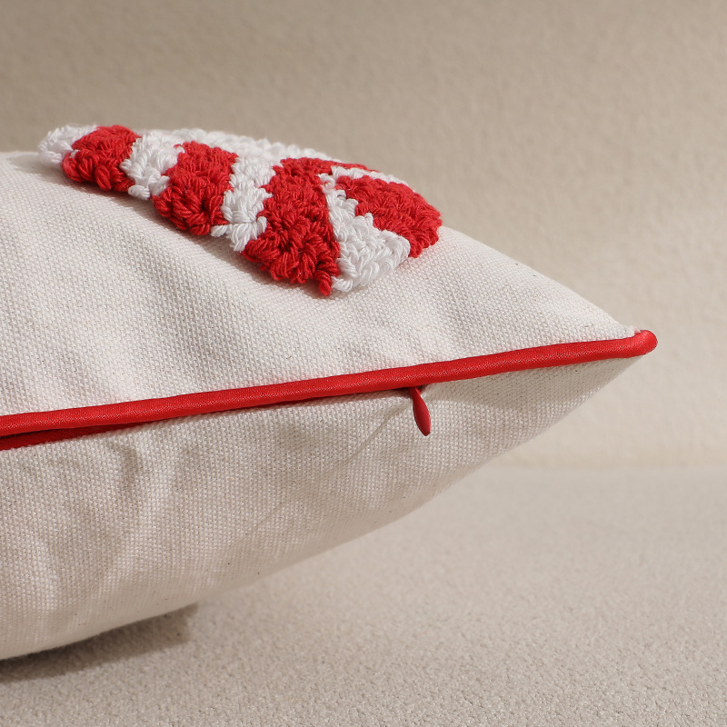 Red Christmas Pillow Cover Dec - Embroidery Xmas Ornaments 评论和价格