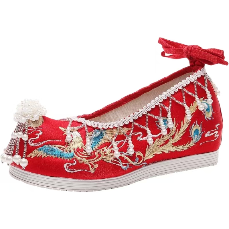 Women New Red Embroidered Wedd - Embroidery Shoes 评论和价格