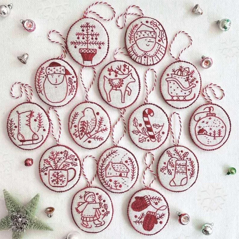 Christmas Embroidery Kit DIY H - Embroidery Xmas Ornaments 评论和价格