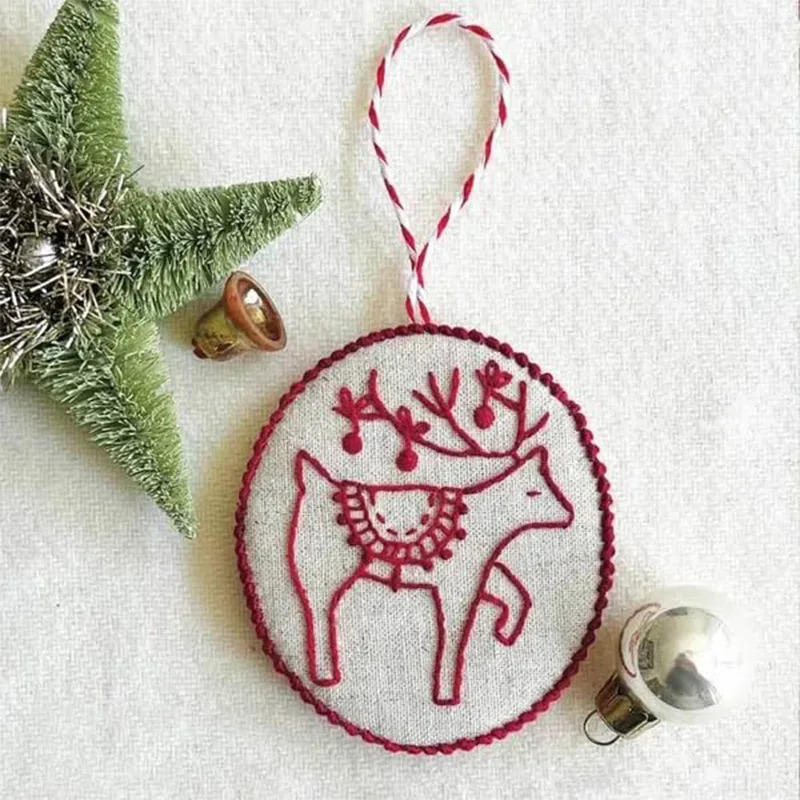 Christmas Embroidery Kit DIY H - Embroidery Xmas Ornaments 评论和价格