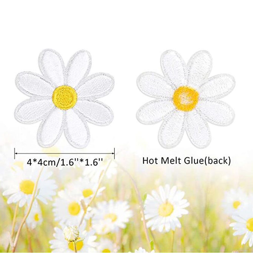 10Pcs Daisy Flower Iron On Pat - Embroidery Letter M 评论和价格