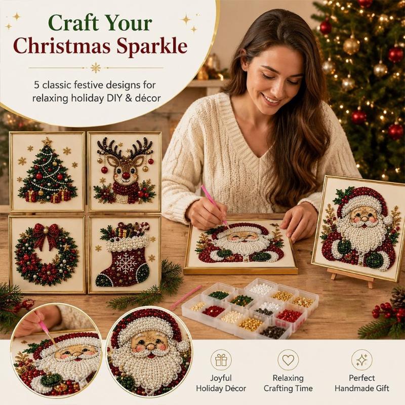 Christmas Santa Pearl Art DIY  - Embroidery Xmas Ornaments 评论和价格