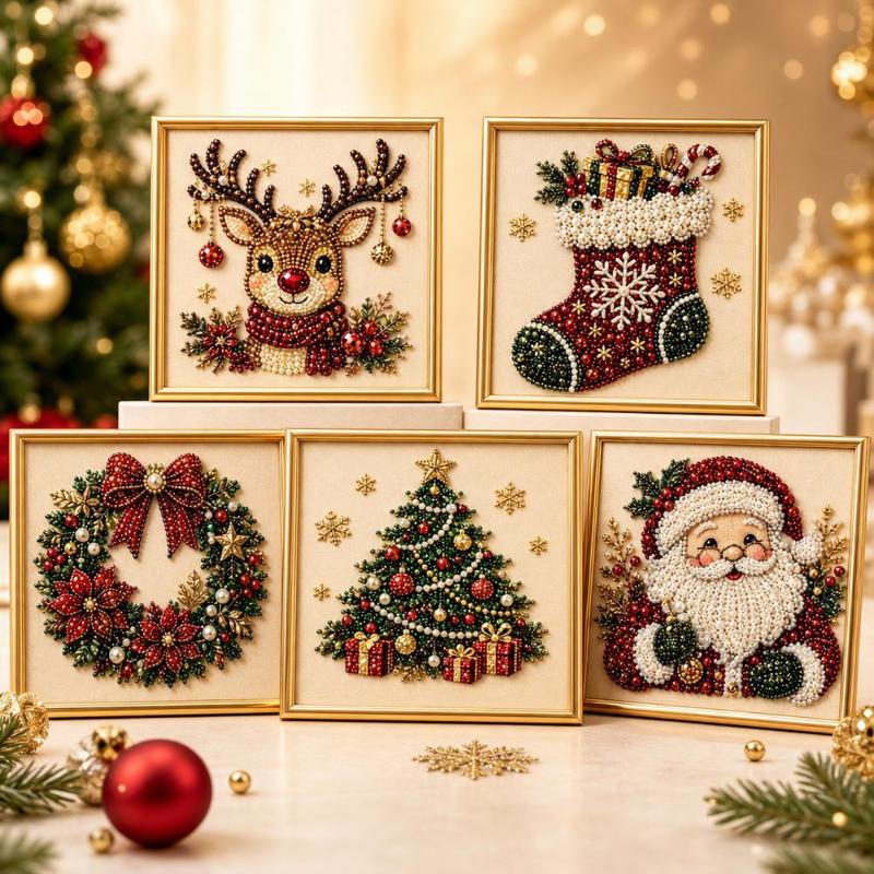 Christmas Santa Pearl Art DIY  - Embroidery Xmas Ornaments 评论和价格
