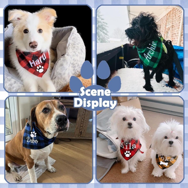 Embroidery Name Dog Bandana Cu - Embroidery Apron 评论和价格