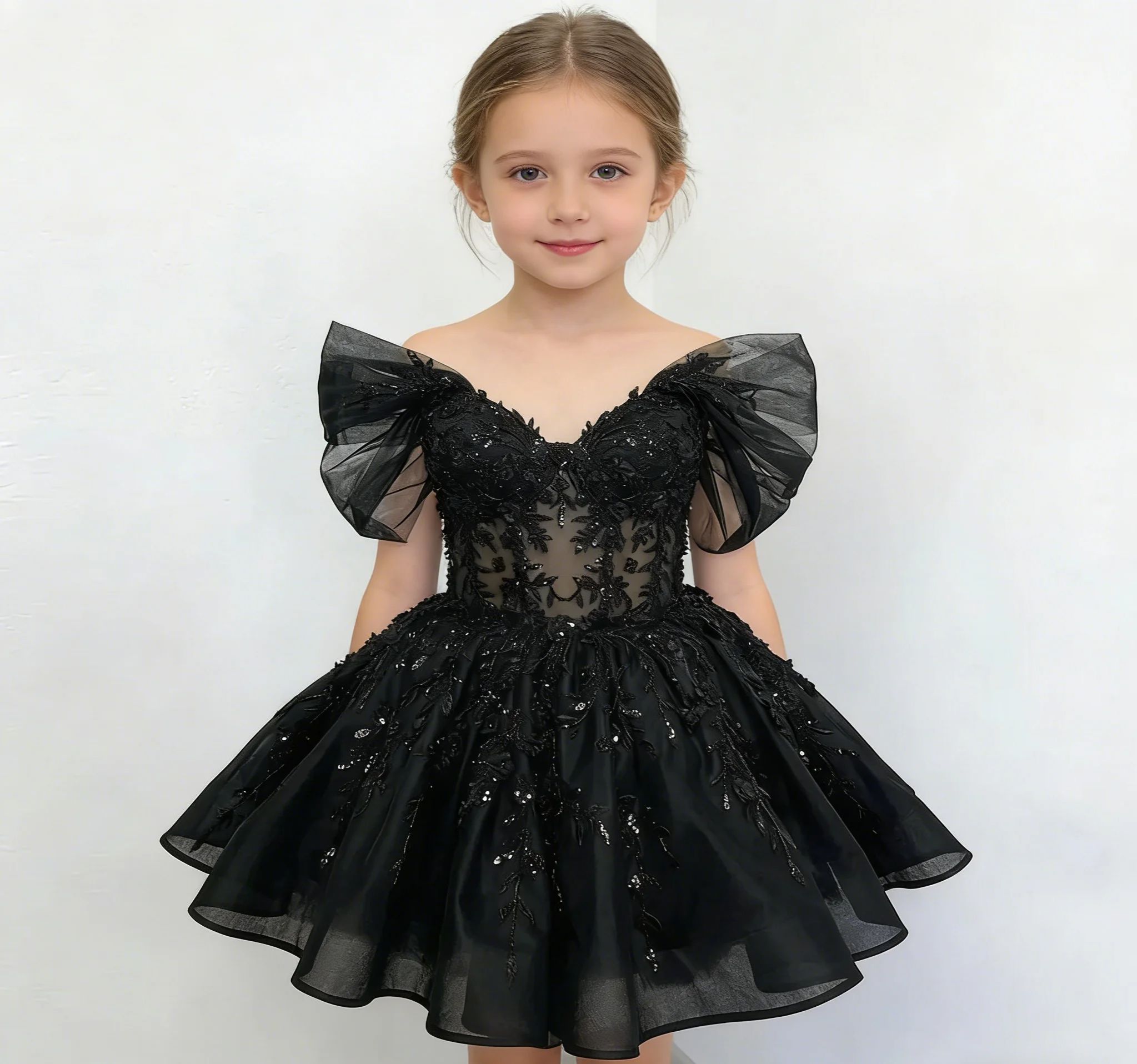 Customized Off Shoulder Black  - Embroidery Glass Beads 评论和价格