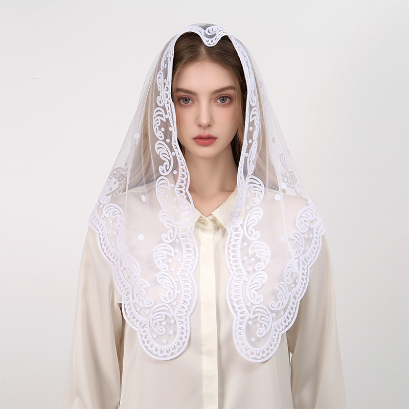1Pc Women's Elegant Solid Colo - Embroidery Hijab 评论和价格